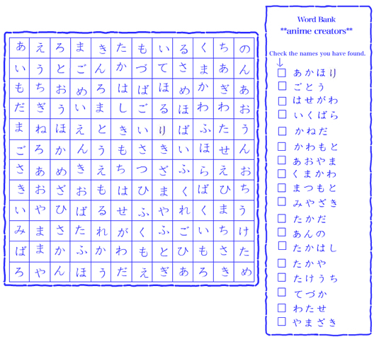 Empty Hiragana Chart